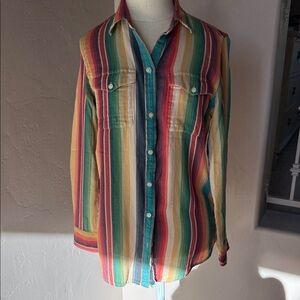 LRL Ralph Lauren Jeans Co. serape cotton long sleeve button up shirt Small